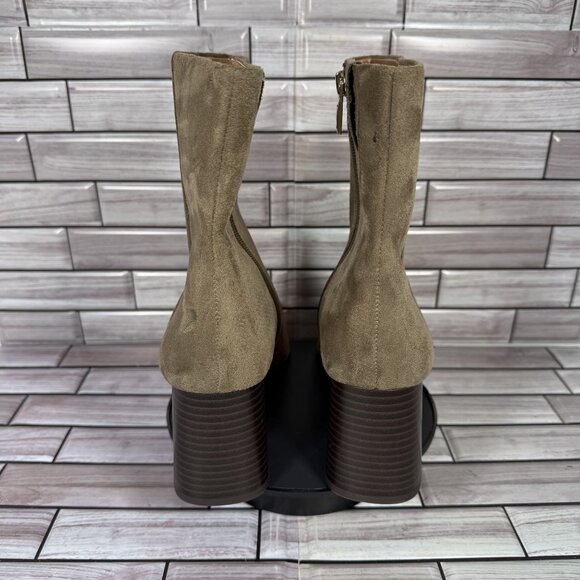 Nordstrom Rack Women's Brown Taupe Mid-Calf Side-Zip Square Toe Booties Size 10 - Picture 5 of 8
